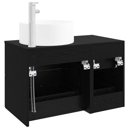 vidaXL Bathroom Furniture Set 2 pcs Black Oak Engineered Wood