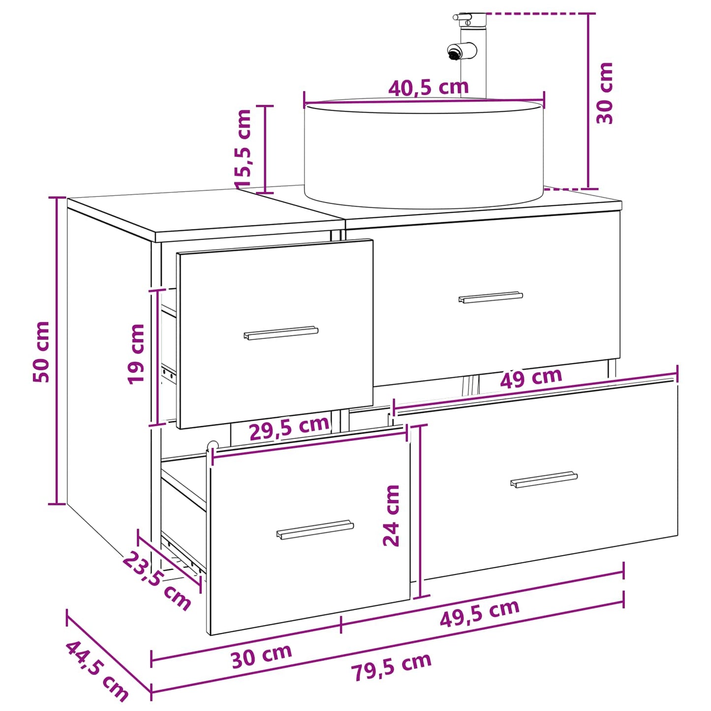 vidaXL Bathroom Furniture Set 2 pcs Concrete Grey Engineered Wood