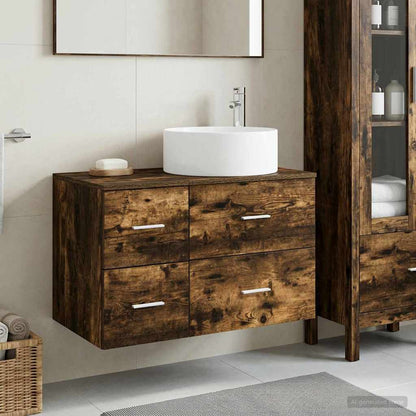 vidaXL Bathroom Furniture Set 2 pcs Smoked Oak Engineered Wood