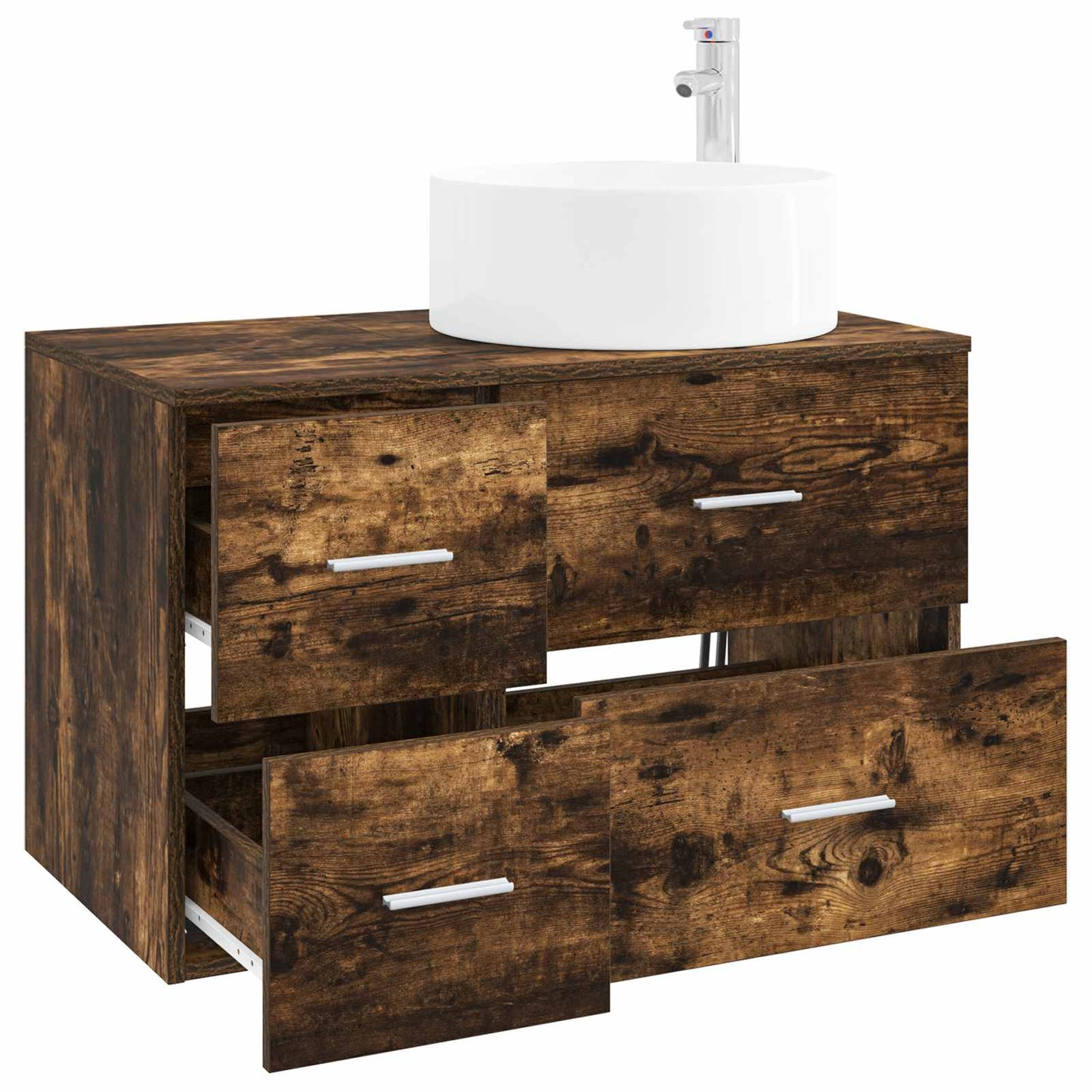 vidaXL Bathroom Furniture Set 2 pcs Smoked Oak Engineered Wood
