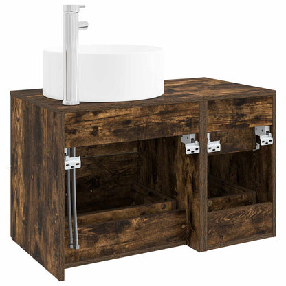 vidaXL Bathroom Furniture Set 2 pcs Smoked Oak Engineered Wood