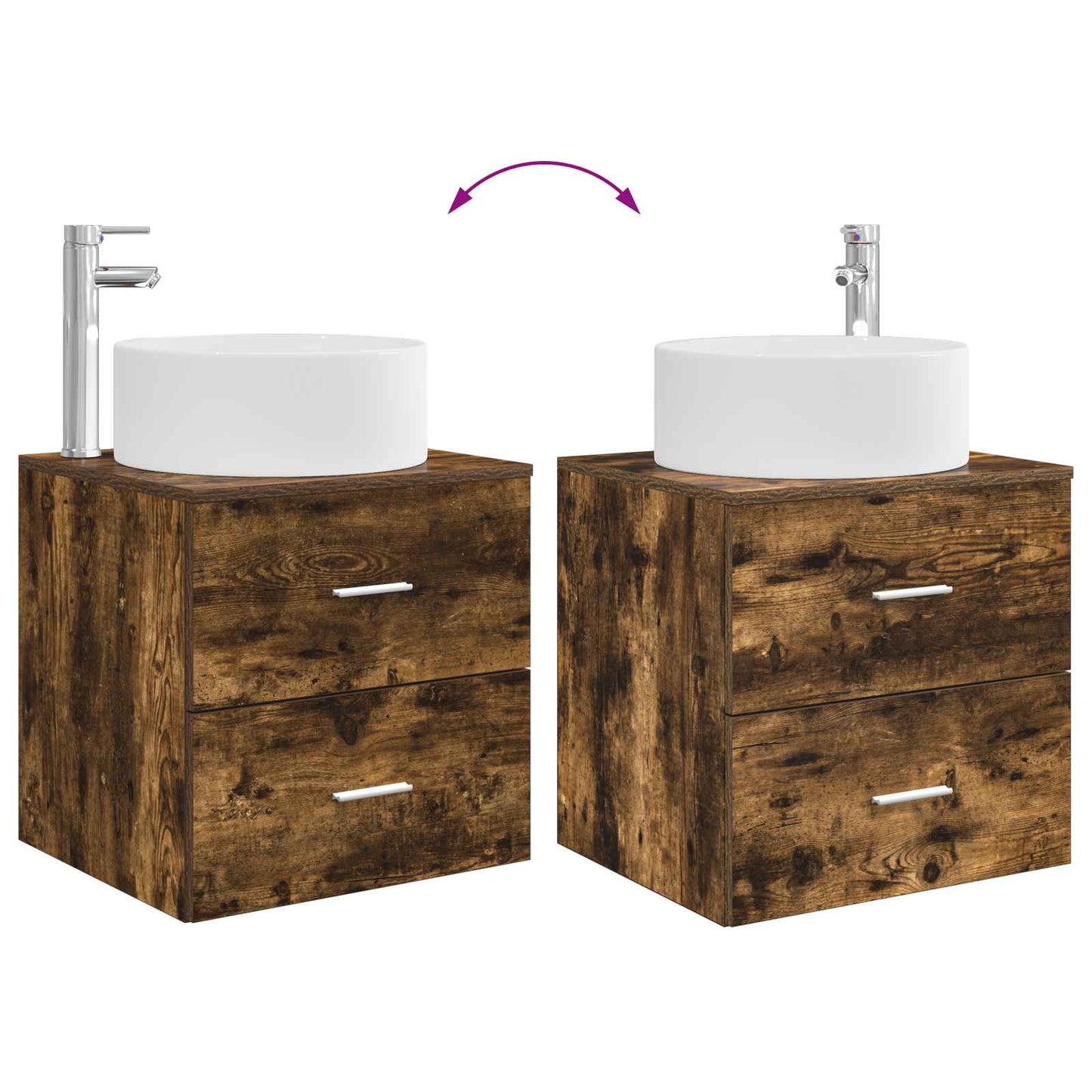 vidaXL Bathroom Furniture Set 2 pcs Smoked Oak Engineered Wood