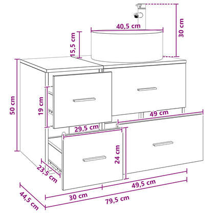 vidaXL Bathroom Furniture Set 2 pcs Smoked Oak Engineered Wood