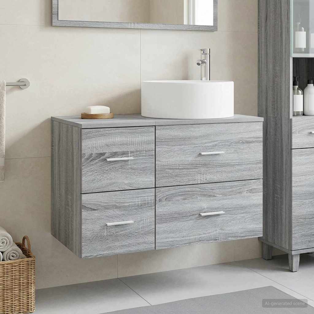 vidaXL Bathroom Furniture Set 2 pcs Grey Sonoma Engineered Wood
