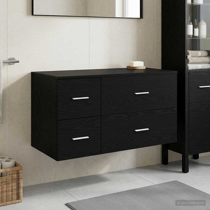vidaXL Bathroom Furniture Set 2 pcs Black Oak Engineered Wood