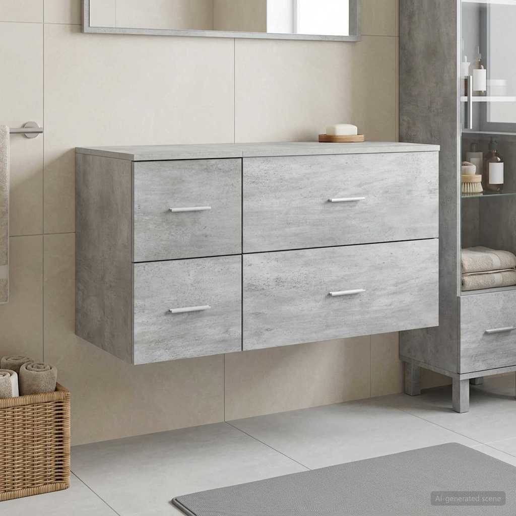 vidaXL Bathroom Furniture Set 2 pcs Concrete Grey Engineered Wood