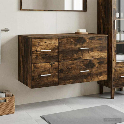 vidaXL Bathroom Furniture Set 2 pcs Smoked Oak Engineered Wood