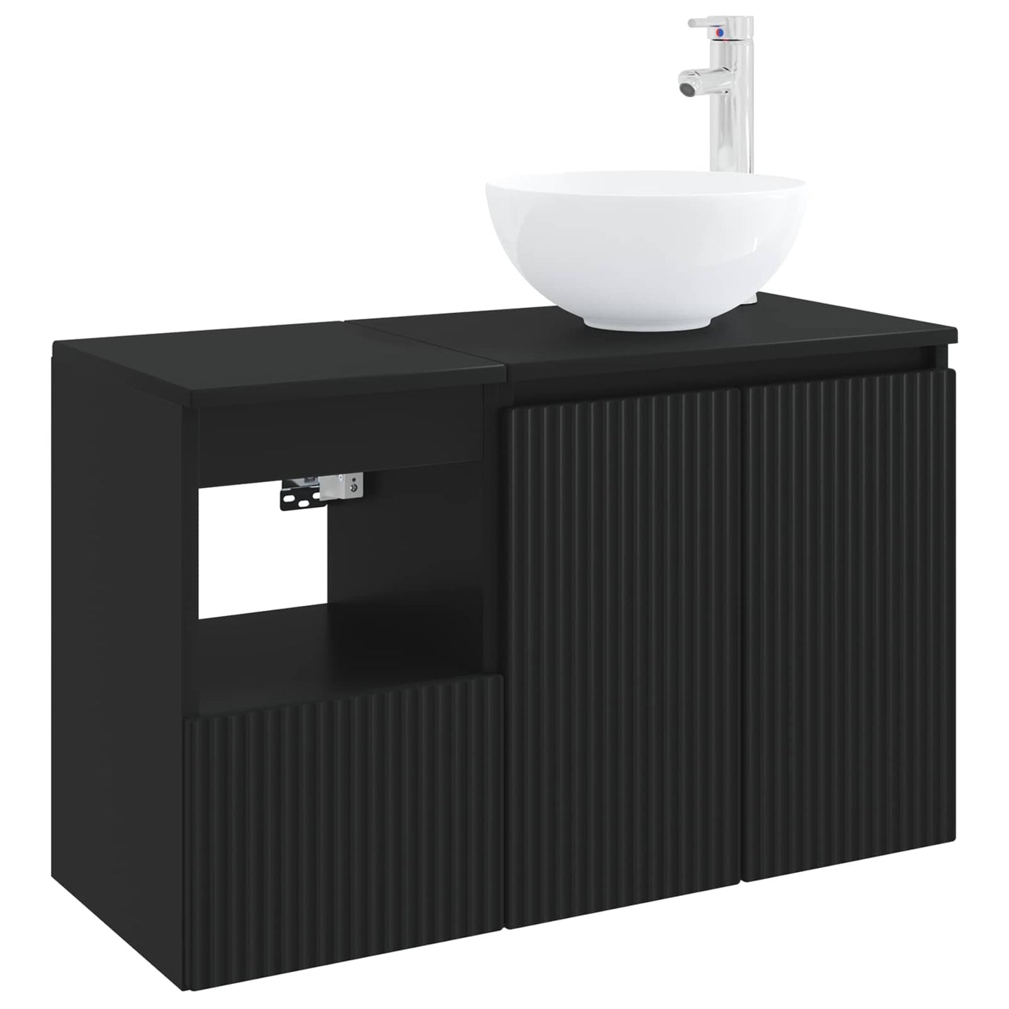 vidaXL Bathroom Furniture Set 2 pcs Black Engineered Wood