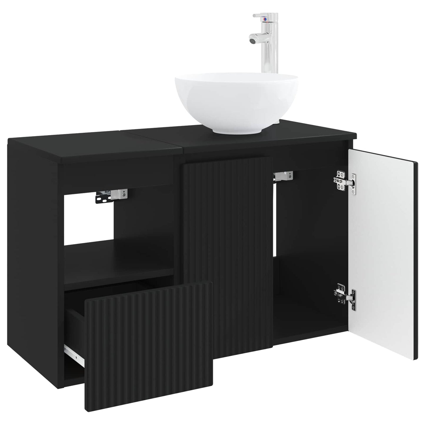vidaXL Bathroom Furniture Set 2 pcs Black Engineered Wood