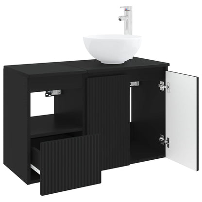 vidaXL Bathroom Furniture Set 2 pcs Black Engineered Wood