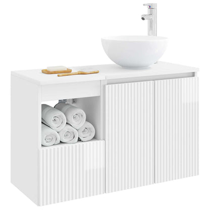 vidaXL Bathroom Furniture Set 2 pcs High Gloss White Engineered Wood