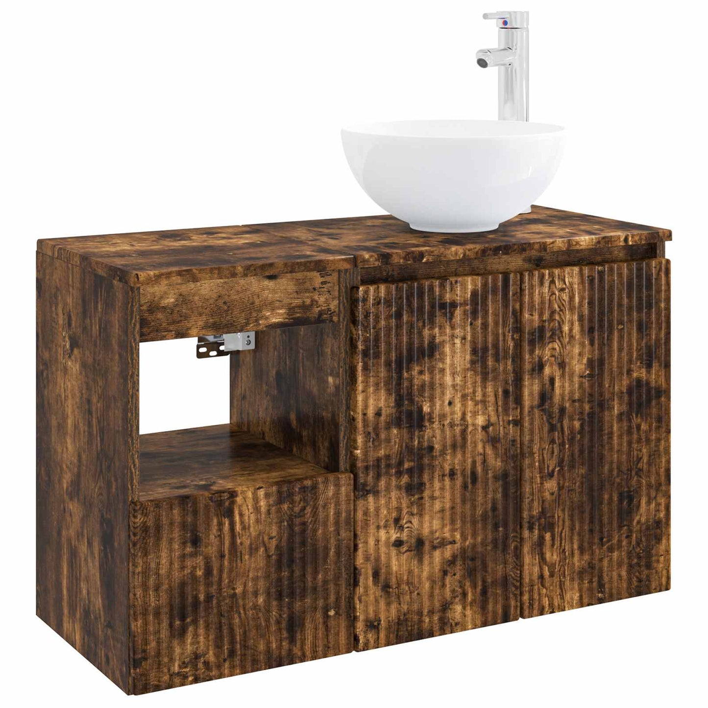 vidaXL Bathroom Furniture Set 2 pcs Smoked Oak Engineered Wood