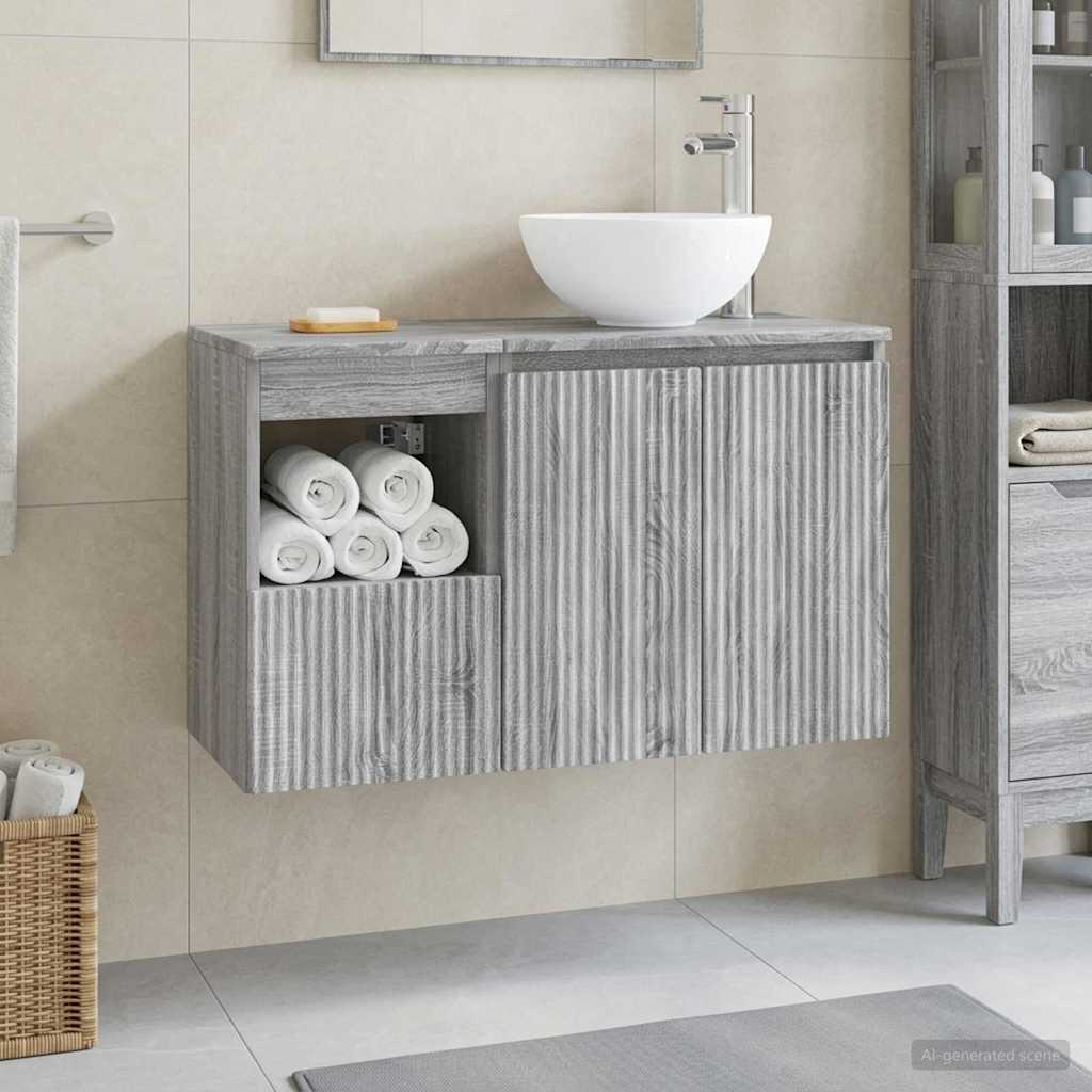 vidaXL Bathroom Furniture Set 2 pcs Grey Sonoma Engineered Wood