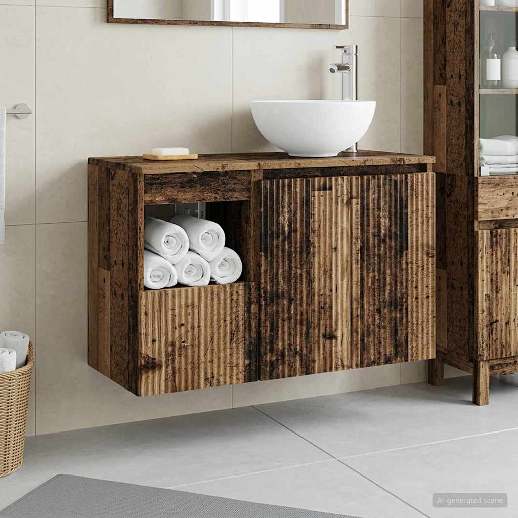 vidaXL Bathroom Furniture Set 2 pcs Old Wood Engineered Wood