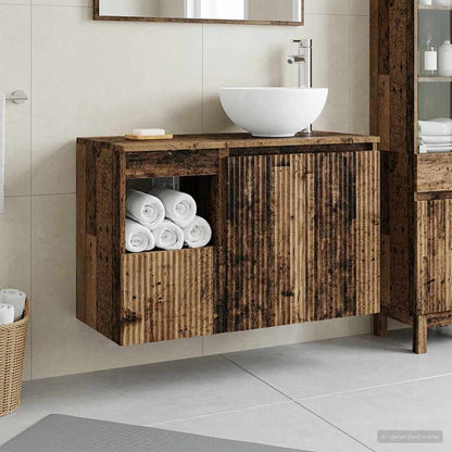 vidaXL Bathroom Furniture Set 2 pcs Old Wood Engineered Wood