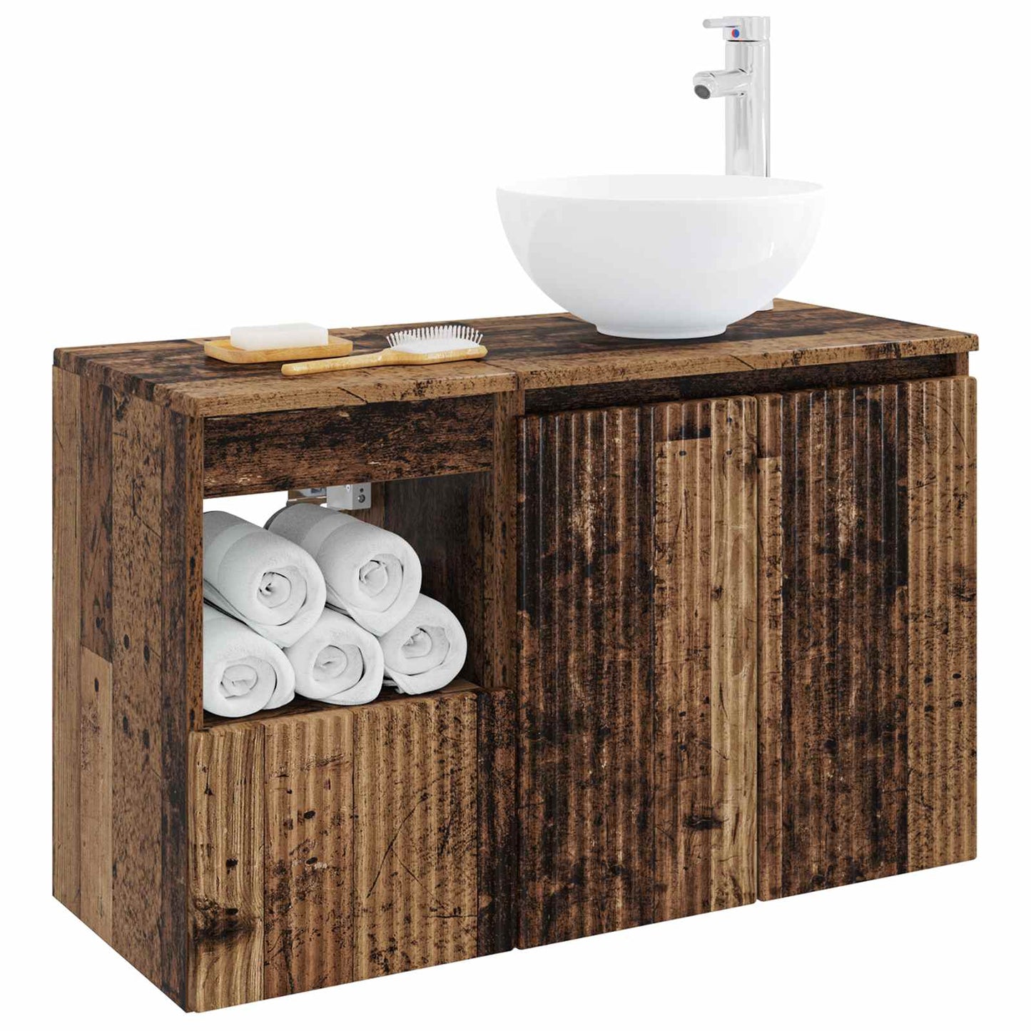 vidaXL Bathroom Furniture Set 2 pcs Old Wood Engineered Wood