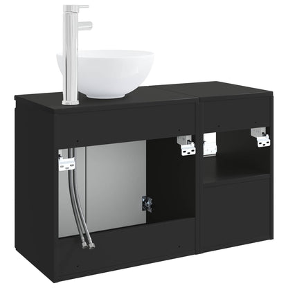 vidaXL Bathroom Furniture Set 2 pcs Black Engineered Wood