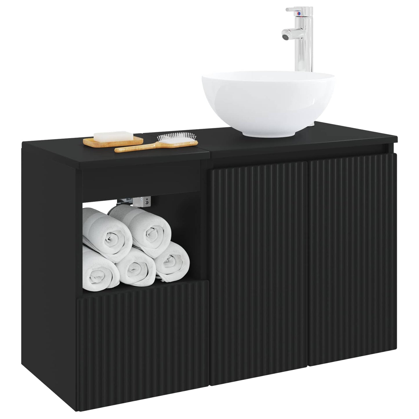 vidaXL Bathroom Furniture Set 2 pcs Black Engineered Wood