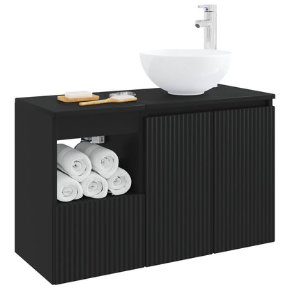 vidaXL Bathroom Furniture Set 2 pcs Black Engineered Wood