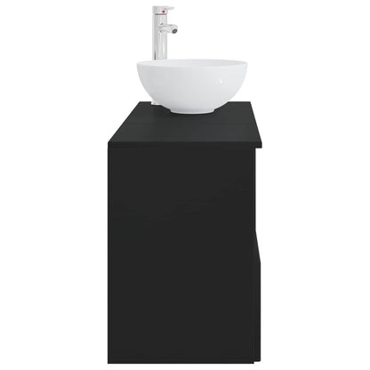 vidaXL Bathroom Furniture Set 2 pcs Black Engineered Wood