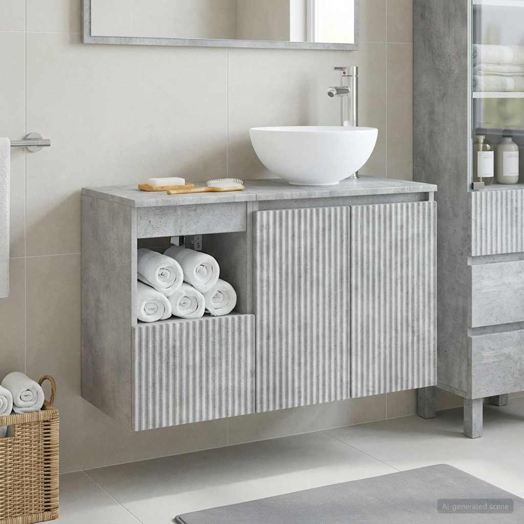 vidaXL Bathroom Furniture Set 2 pcs Concrete Grey Engineered Wood