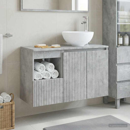 vidaXL Bathroom Furniture Set 2 pcs Concrete Grey Engineered Wood