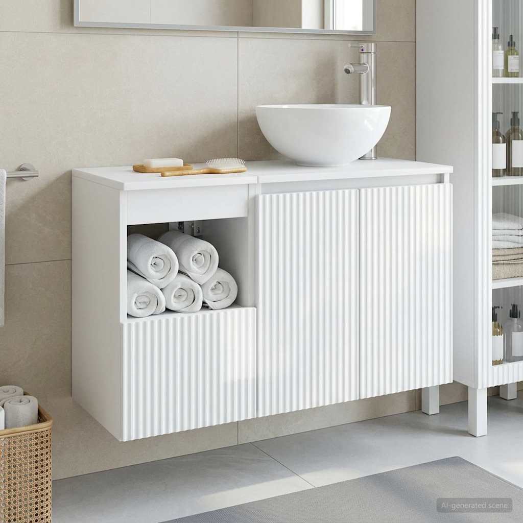 vidaXL Bathroom Furniture Set 2 pcs High Gloss White Engineered Wood