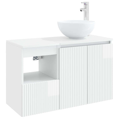 vidaXL Bathroom Furniture Set 2 pcs High Gloss White Engineered Wood