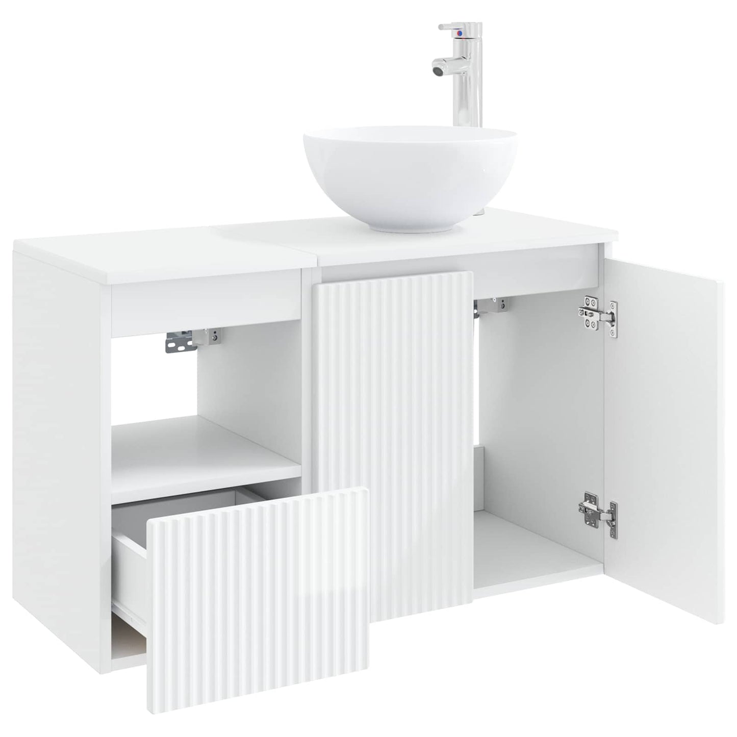 vidaXL Bathroom Furniture Set 2 pcs High Gloss White Engineered Wood
