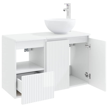 vidaXL Bathroom Furniture Set 2 pcs High Gloss White Engineered Wood