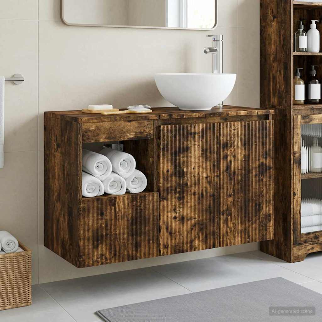 vidaXL Bathroom Furniture Set 2 pcs Smoked Oak Engineered Wood