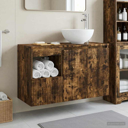 vidaXL Bathroom Furniture Set 2 pcs Smoked Oak Engineered Wood