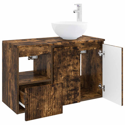 vidaXL Bathroom Furniture Set 2 pcs Smoked Oak Engineered Wood