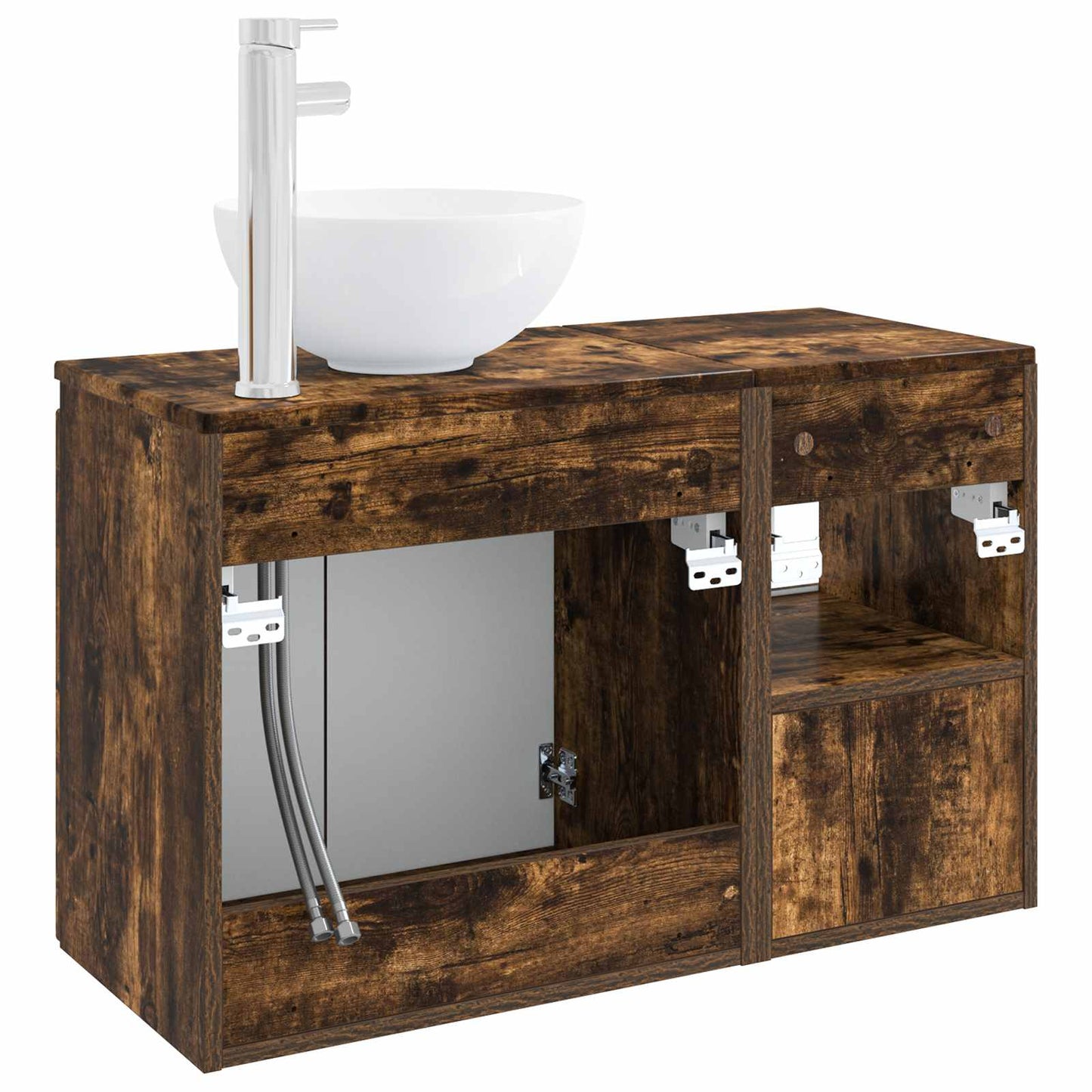 vidaXL Bathroom Furniture Set 2 pcs Smoked Oak Engineered Wood