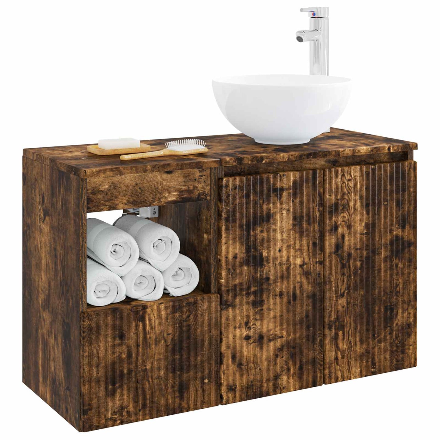 vidaXL Bathroom Furniture Set 2 pcs Smoked Oak Engineered Wood