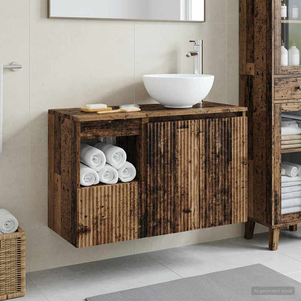 vidaXL Bathroom Furniture Set 2 pcs Old Wood Engineered Wood