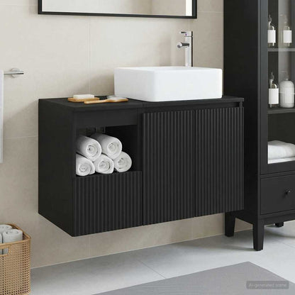 vidaXL Bathroom Furniture Set 2 pcs Black Engineered Wood