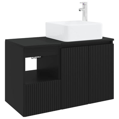 vidaXL Bathroom Furniture Set 2 pcs Black Engineered Wood