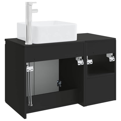 vidaXL Bathroom Furniture Set 2 pcs Black Engineered Wood