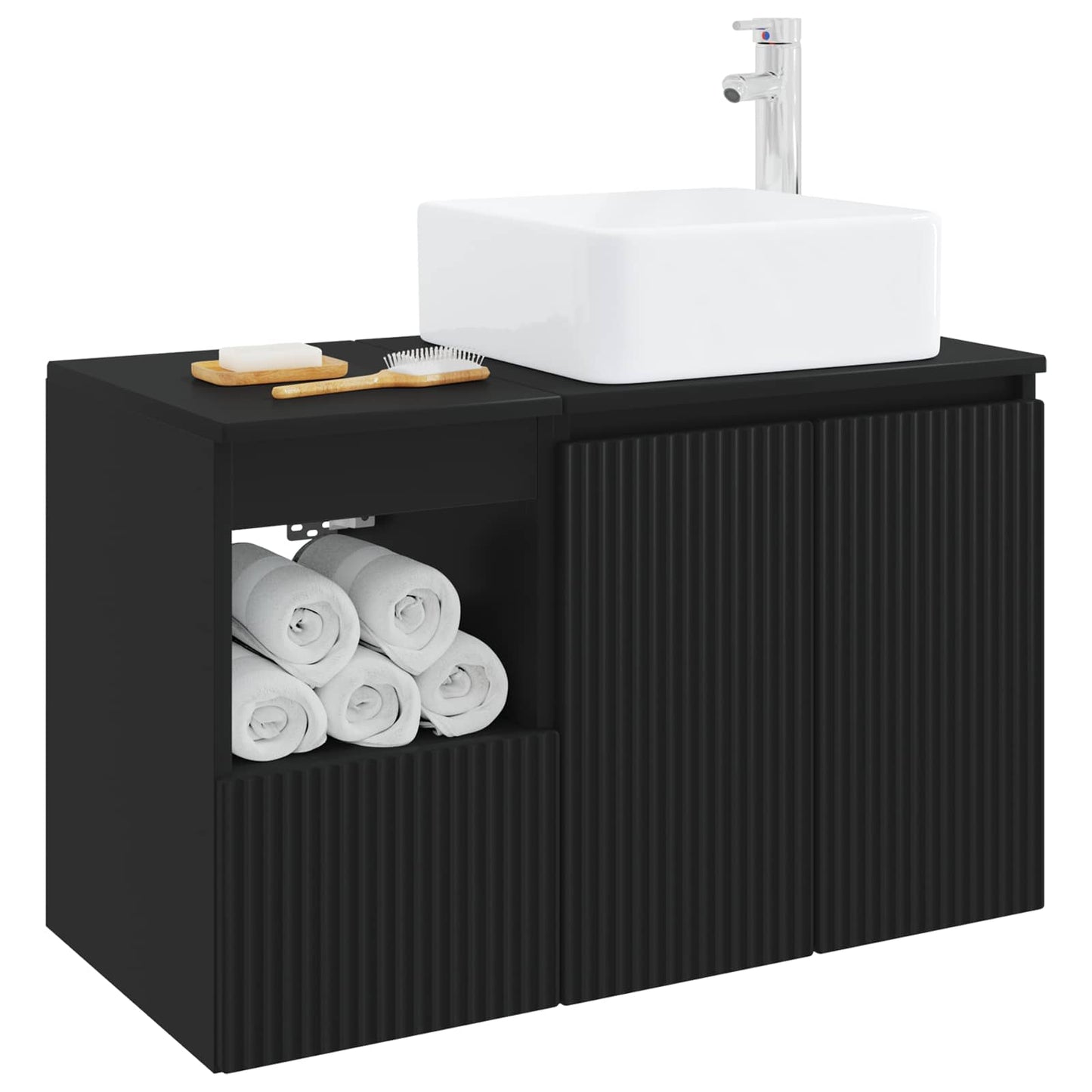 vidaXL Bathroom Furniture Set 2 pcs Black Engineered Wood