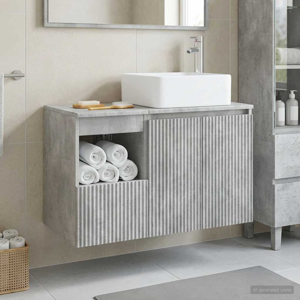 vidaXL Bathroom Furniture Set 2 pcs Concrete Grey Engineered Wood