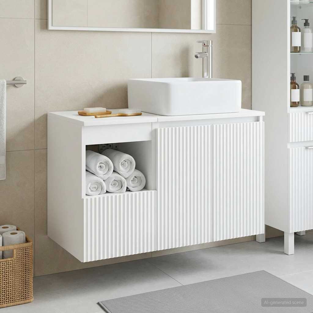 vidaXL Bathroom Furniture Set 2 pcs High Gloss White Engineered Wood