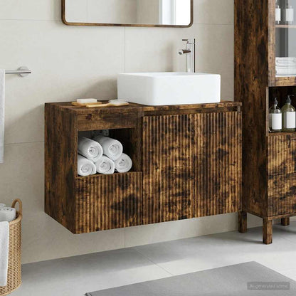vidaXL Bathroom Furniture Set 2 pcs Smoked Oak Engineered Wood