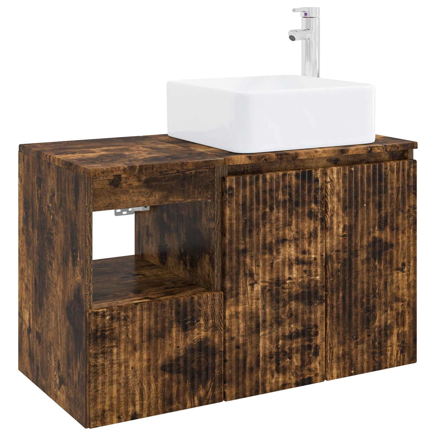vidaXL Bathroom Furniture Set 2 pcs Smoked Oak Engineered Wood