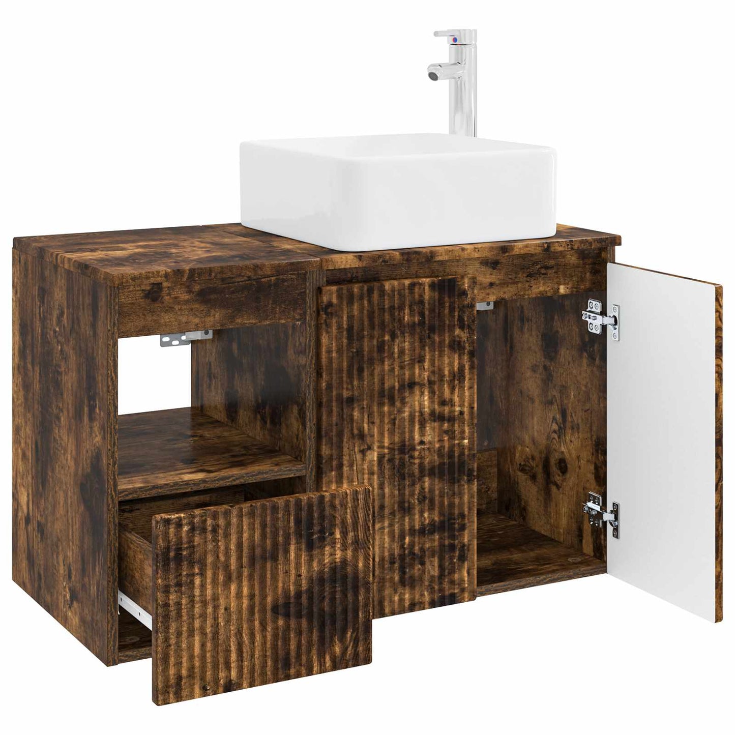 vidaXL Bathroom Furniture Set 2 pcs Smoked Oak Engineered Wood