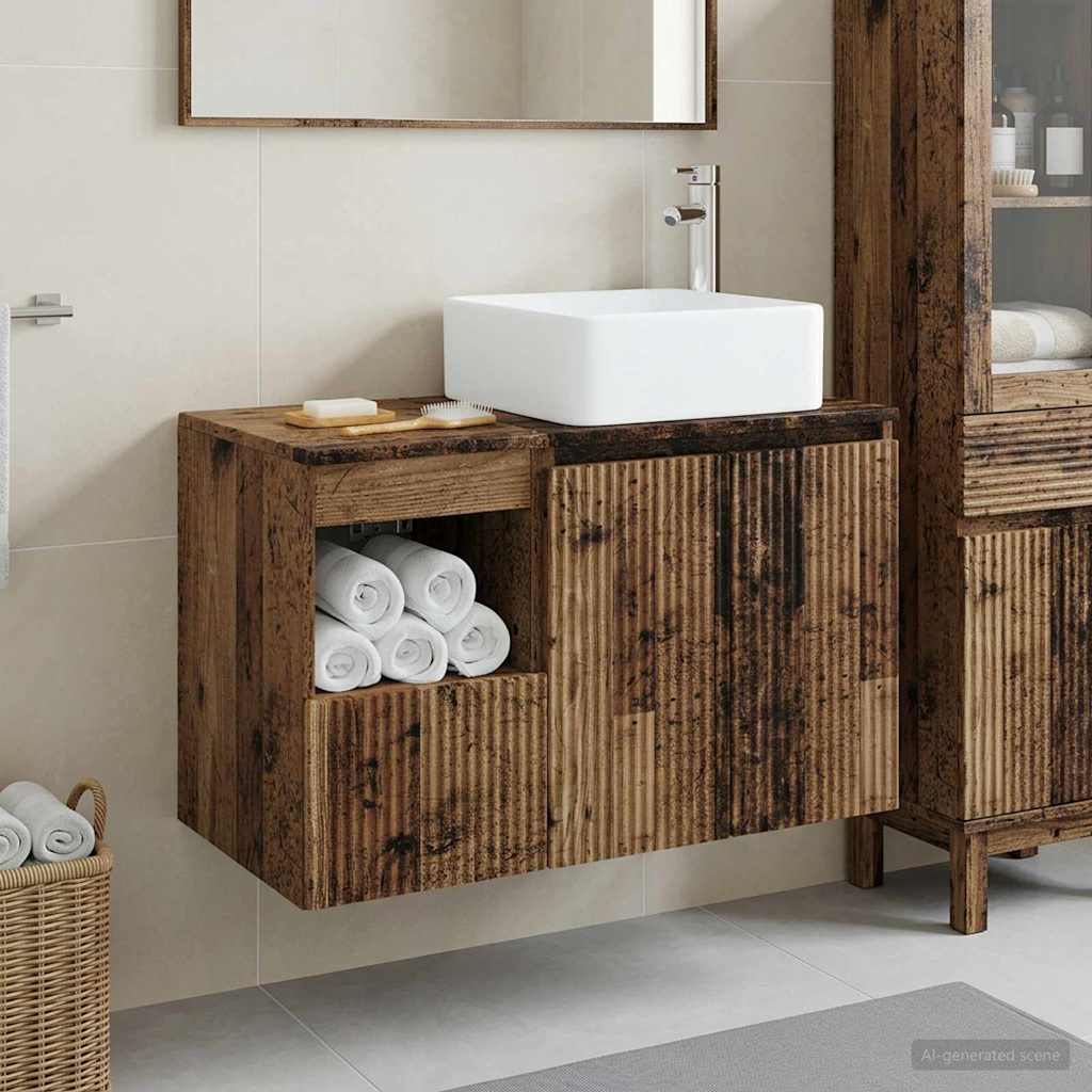 vidaXL Bathroom Furniture Set 2 pcs Old Wood Engineered Wood