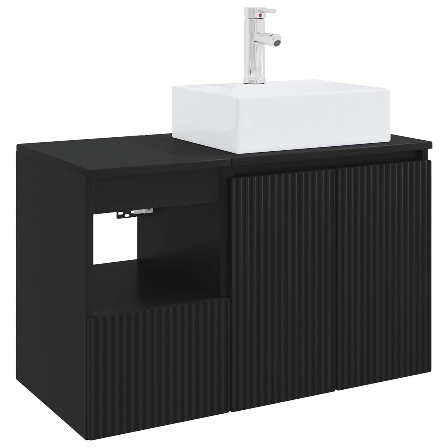 vidaXL Bathroom Furniture Set 2 pcs Black Engineered Wood