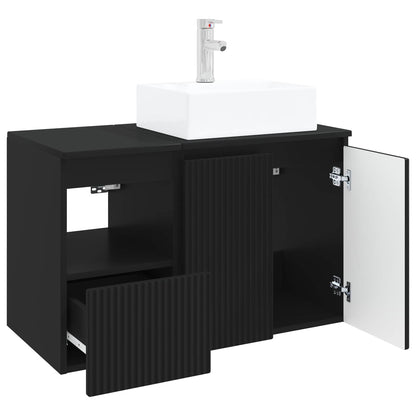 vidaXL Bathroom Furniture Set 2 pcs Black Engineered Wood