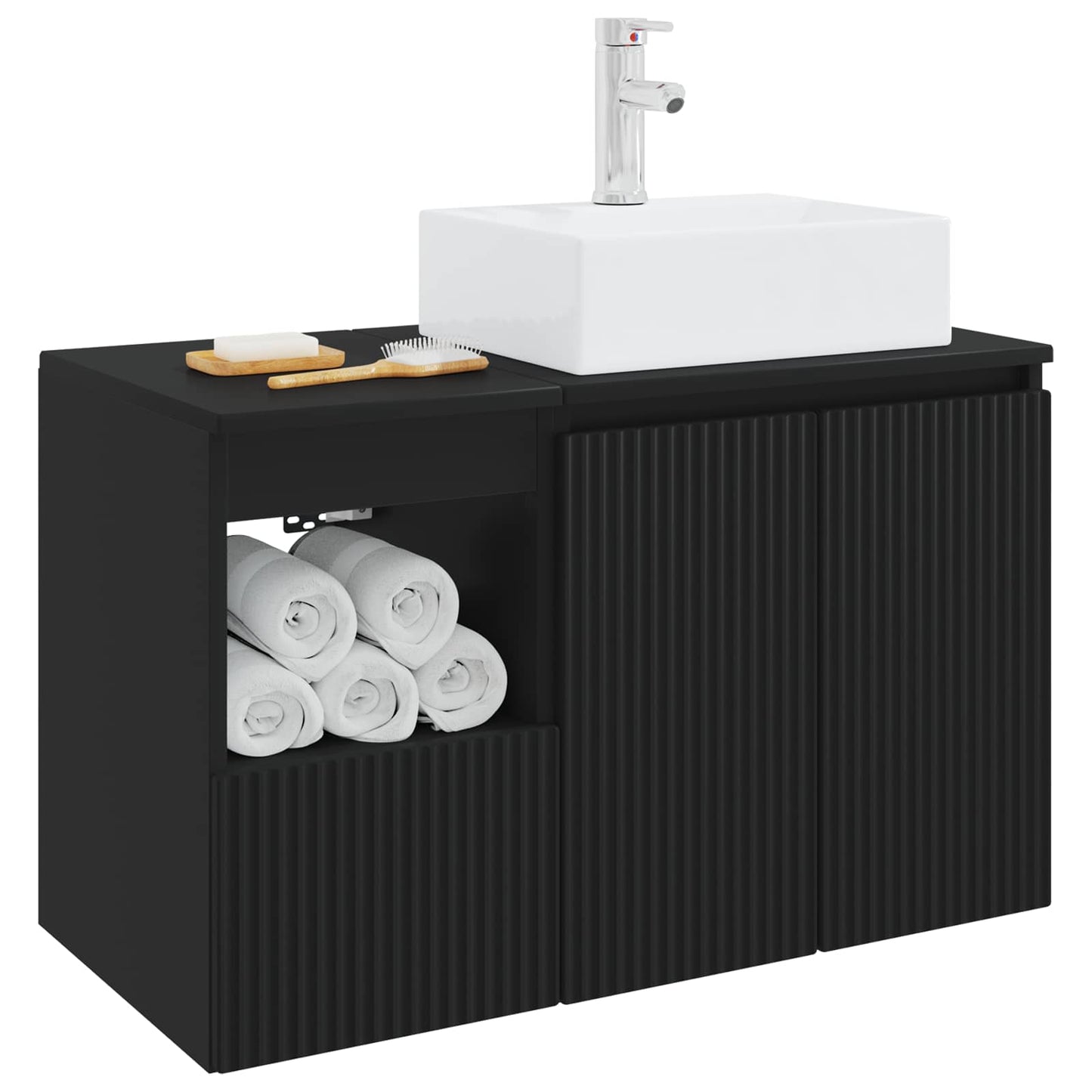 vidaXL Bathroom Furniture Set 2 pcs Black Engineered Wood