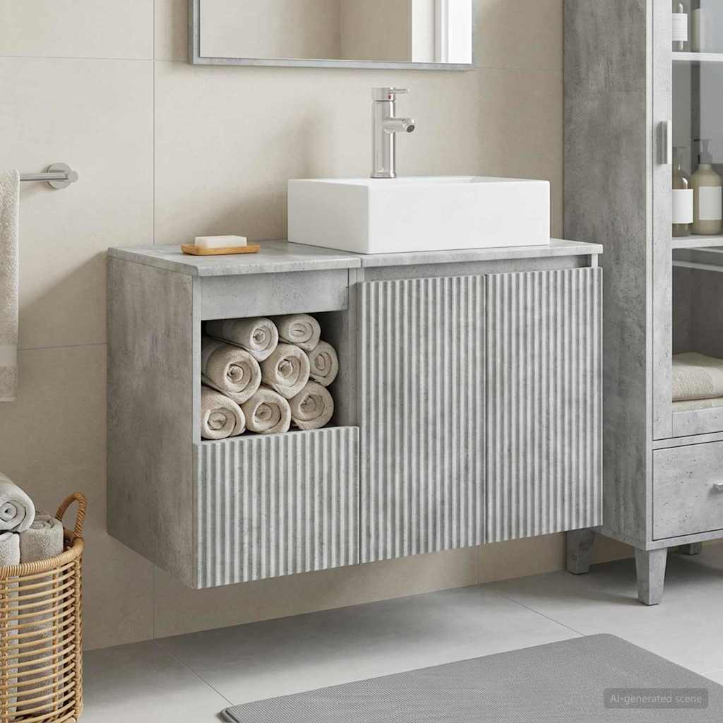 vidaXL Bathroom Furniture Set 2 pcs Concrete Grey Engineered Wood